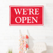 Bold Red White Business We zijn open banner (Insitu)