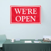 Bold Red White Business We zijn open banner (Beurs)