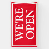 Bold Red White Business We zijn open banner (Verticaal)