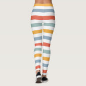 Bold Retro 70s Horizontal Stripes Orange Teal And Leggings (Achterkant)