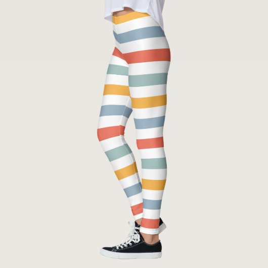 Bold Retro 70s Horizontal Stripes Orange Teal And Leggings (Links)