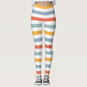 Bold Retro 70s Horizontal Stripes Orange Teal And Leggings (Voorkant)