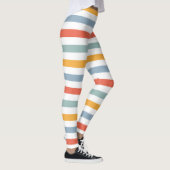 Bold Retro 70s Horizontal Stripes Orange Teal And Leggings (Rechts)