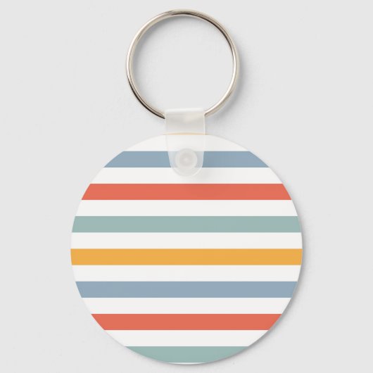 Bold Retro 70s Horizontal Stripes Orange Teal And Sleutelhanger (Voorkant)