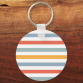 Bold Retro 70s Horizontal Stripes Orange Teal And Sleutelhanger (Achterkant)