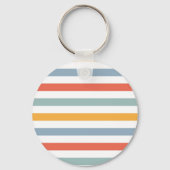 Bold Retro 70s Horizontal Stripes Orange Teal And Sleutelhanger (Achterkant)