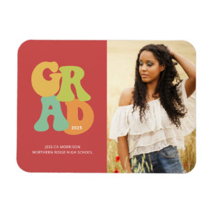 Bold Retro Afstudeerder 1970s Typografie Afstudeer Magneet