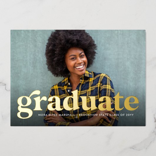 Bold retro afstuderen foto afstuderen aankondiging (Voorkant)