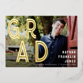 Bold Retro Afstuderen Foto Folie Aankondiging (Voorkant)