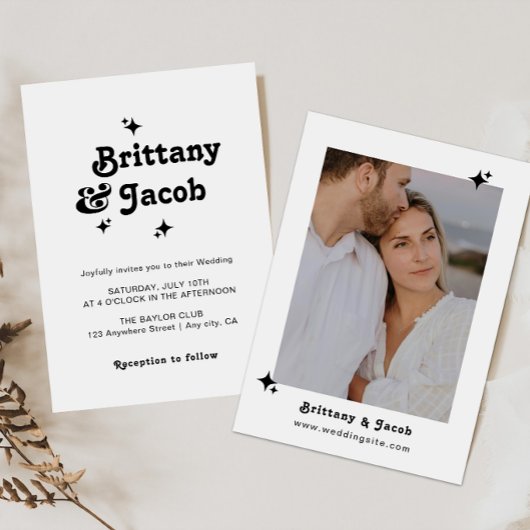 Bold Retro Chic Wedding Invitation Kaart