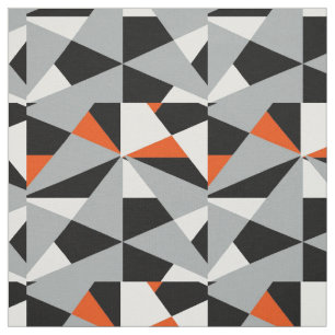 Bold Retro Geometric Oranje Grey Black White Mix Stof