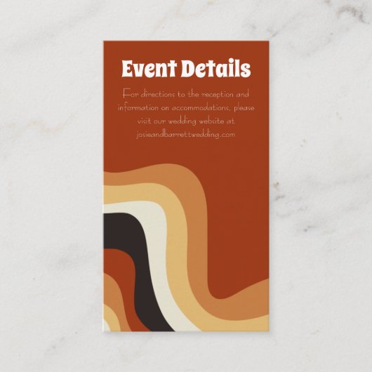 Bold Retro Groovy 70s Boho Wedding Event - Gegeven Informatiekaartje (Voorkant)