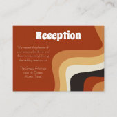 Bold Retro Groovy 70s Wavy Boho Wedding Reception Informatiekaartje (Voorkant)
