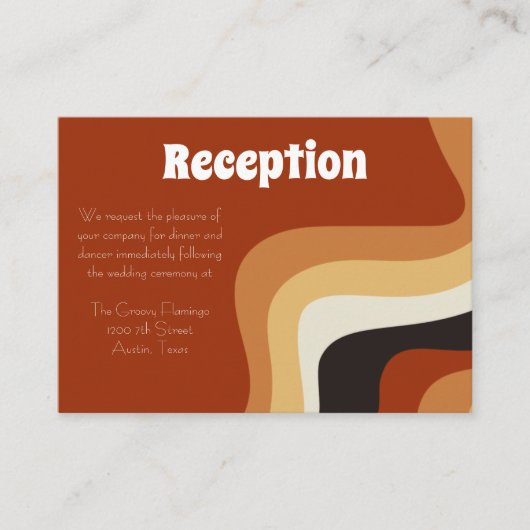Bold Retro Groovy 70s Wavy Boho Wedding Reception Informatiekaartje (Voorkant)
