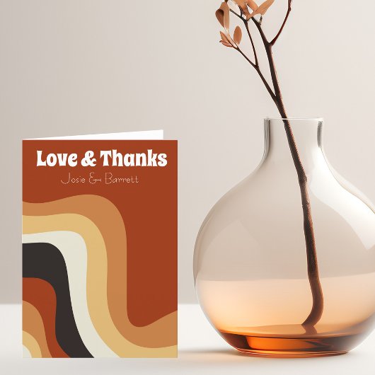 Bold Retro Groovy 70s Wedding Photo Love & Bedankt