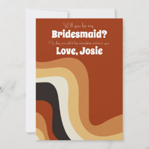 Bold Retro Groovy 70s zal je mijn Bridesmaid zijn Kaart