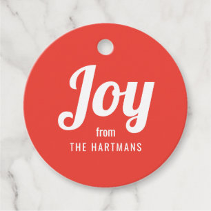 Bold Retro Joy Holiday Name kerstcadeaus Bedankjes Labels