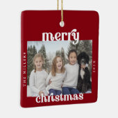Bold Retro Merry-kerstfoto Keramisch Ornament (Rechts)