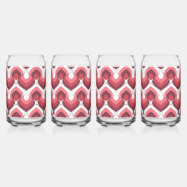 Bold Retro Modern Motif in Pinks Blikvorm Glas