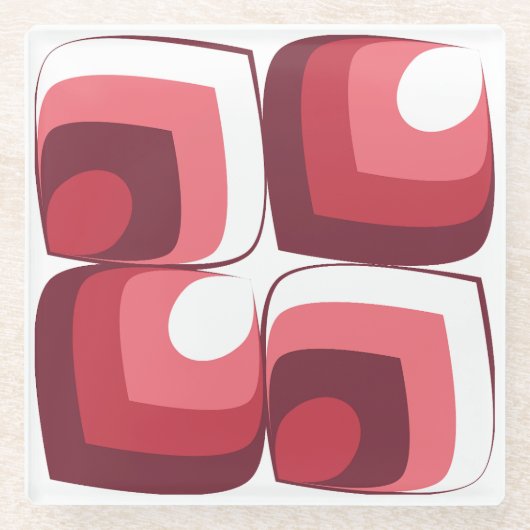 Bold Retro Modern Motif in Pinks Glazen Onderzetter (Voorkant)