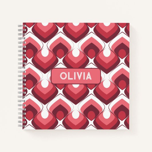 Bold Retro Modern Motif in Pinks Notitieboek (Voorkant)