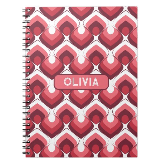 Bold Retro Modern Motif in Pinks Notitieboek (Voorkant)