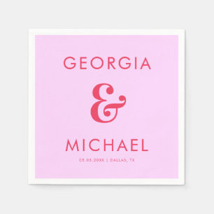 Bold Retro Pink & Red Ampersand Seventies Weddensc Servet