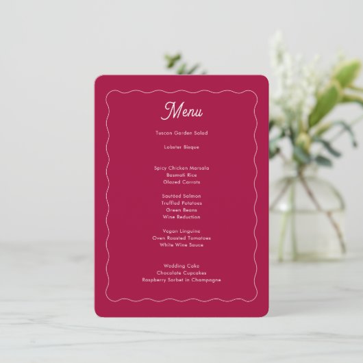 Bold Retro Roze Magenta Wave Lijst Weddenschap Menu (Staand voorkant)
