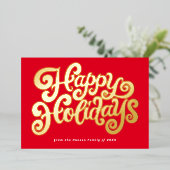 Bold Retro-script Folie Feestdagenkaart (Staand Voorkant)