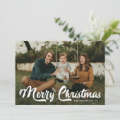 Bold Retro Script Merry Kerstry 2 Foto Feestdagenkaart (Staand voorkant)