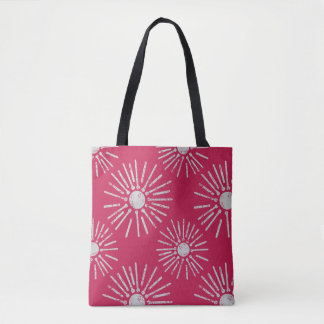 Bold Retro Sunburst Pattern in Deep Pink and White Draagtas