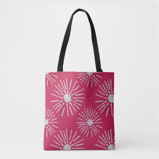 Bold Retro Sunburst Pattern in Deep Pink and White Draagtas (Voorkant)