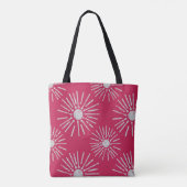 Bold Retro Sunburst Pattern in Deep Pink and White Draagtas (Achterkant)