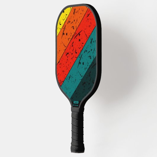Bold Retro Sunset Stripe Name Phone # Custom Pickleball Paddle (Links)