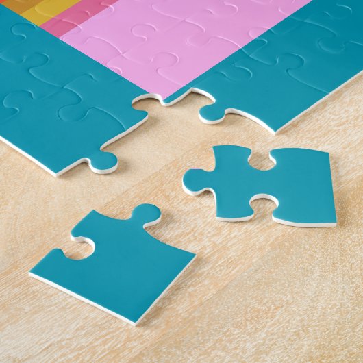 Bold Retro Typography Monogram Letter in Blue Legpuzzel (Zijkant)