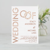 Bold Ring Wedding Prigedrukte Folie Uitnodiging (Staand Voorkant)