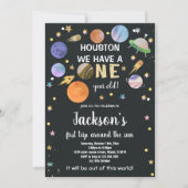 Bold Rocket & Planet Galaxy Thema voor kinderen Kaart (Voorkant)