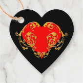 Bold Romantic Valentijn Red Gothic Heart Bedankjes Labels (Voorkant)