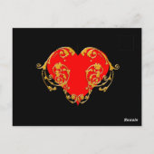Bold Romantic Valentijn Red Gothic Heart Briefkaart (Achterkant)