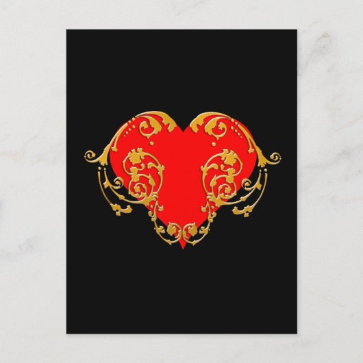 Bold Romantic Valentijn Red Gothic Heart Briefkaart (Voorkant)