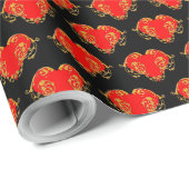 Bold Romantic Valentijn Red Gothic Heart Cadeaupapier (Rol Hoek)