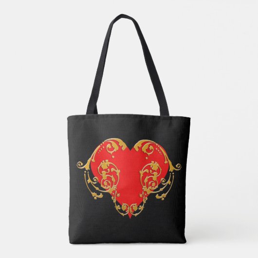 Bold Romantic Valentijn Red Gothic Heart Draagtas (Achterkant)