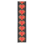 Bold Romantic Valentijn Red Gothic Heart Korte Tafelloper (Voorkant)