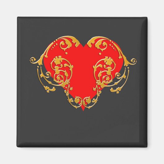 Bold Romantic Valentijn Red Gothic Heart Magneet (Voorkant)