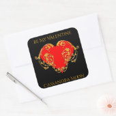 Bold Romantic Valentijn Red Gothic Heart Vierkante Sticker (Envelop)