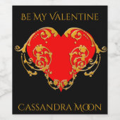Bold Romantic Valentijn Red Gothic Heart Wijn Etiket (Enkel label)