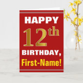 Bold, Rouge, Faux Gold 12e anniversaire avec carte (Fleur jaune)