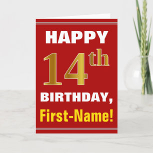 Bold, Rouge, Faux Gold 14e anniversaire avec carte