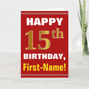 Bold, Rouge, Faux Gold 15e anniversaire avec carte