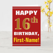 Bold, Rouge, Faux Gold 16e anniversaire avec carte (Fleur jaune)